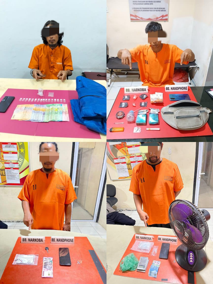 Polres Kampar Tangkap 4 Pengedar Narkoba 
